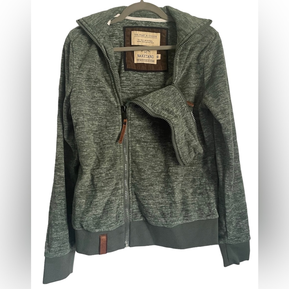 Naketano “The Poets Choice” Fleece‎ Sweater Double Zip Green/White Size Small